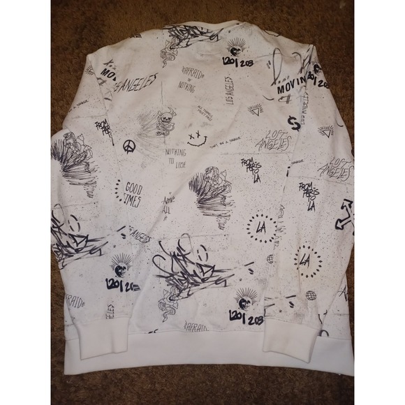 Vintage Rare Guess Los Angeles Black White Graffati Size X Large Sweatshirt Nwt - Picture 7 of 7